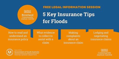 5 Key Insurance Tips for Floods - Free Legal Information Session (Blanchetown)