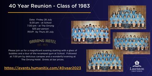 OLA 40 Year Reunion - Class of 1983