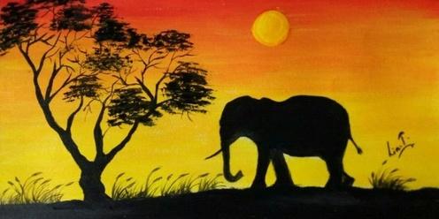 Paint and sip Sunset Elephant 