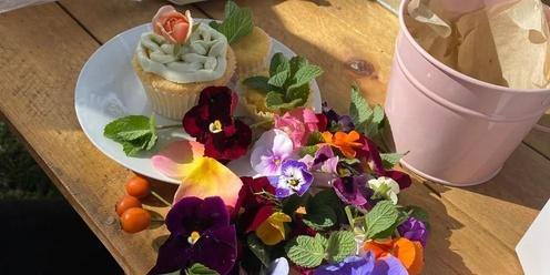 Edible Flower Picking, Decorate your own Cupcake