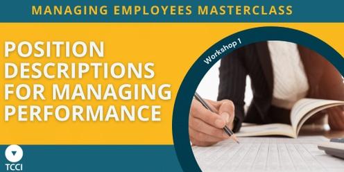 ME Masterclass Series - Position Descriptions for Managing Performance (Online)