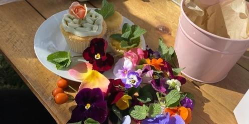 Edible Flower Picking, Decorate your own Cupcake