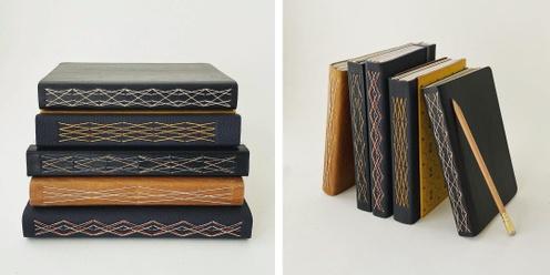 Criss-cross (fancy stitched-spine) A5 Leather Journal Bookbinding Workshop