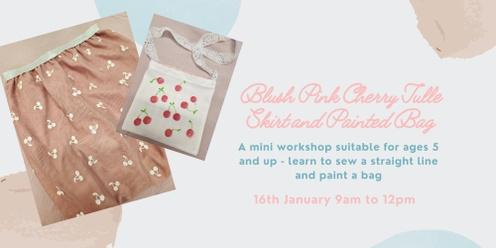 Learn to Sew - Blush Cherry Tulle Skirt and Painted Bag Workshop