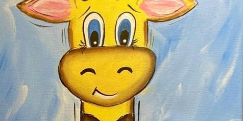 Casino Kids Painting Class Cartoon Giraffe on 11th July - Creative Kids Vouchers Expire 30th June 23 - Book Ahead Now!