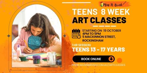 *NEW*  Teens  13 - 17 yrs Art classes Thursdays (8 Classes) - Commencing 19 October 2023