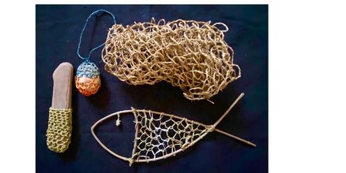 Knotless Netting with natural fibres....Functional & Sculptural