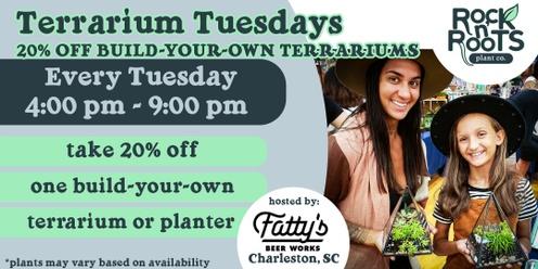 Terrarium Tuesdays (20% OFF Build-Your-Own-Terrariums) at Fatty's Beer Works (Charleston, SC)