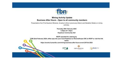 Mining Activity Business After Hours Event - 29 Feb 2024