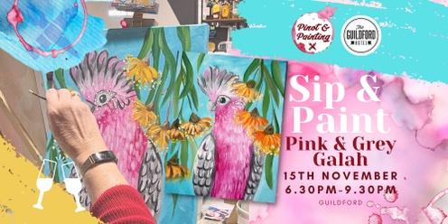 Pink & Grey Galah - Sip & Paint @ The Guildford Hotel