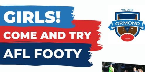 Ormond JFC "Girls Come & Try Footy" Event