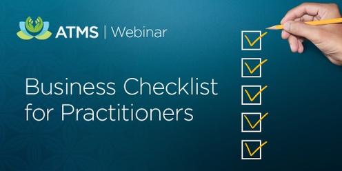 Webinar: Business Checklist for Practitioners	