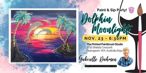 Paint & Sip Party - Dolphin Moonlight - November 17, 2023