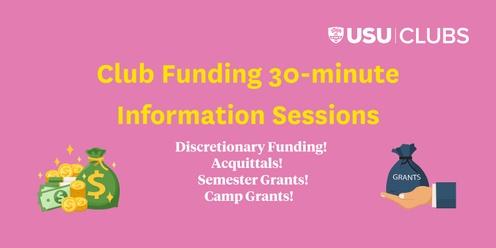 USU Club Finances Info Sessions
