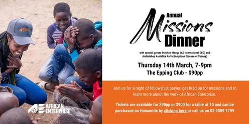African Enterprise - Missions Dinner with Stephen Mbogo & Kanishka Raffel