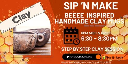 Sip n Make Adults Play with clay -  Beee Inspired Handmade mug