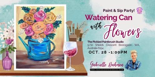 Paint & Sip Party - Watering Can with Flowers - October 28, 2023