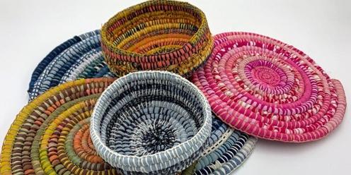 Recycled fabric and raffia basket workshop