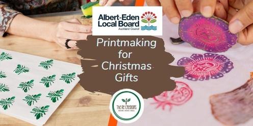 Printmaking for Christmas, Mt Albert Library, Saturday, 16 Dec 2 pm-4pm.