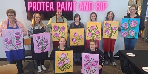 Pink Ice Protea Paint and Sip - Goolwa