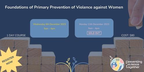 Foundations of Primary Prevention of Violence against Women (1 day course)