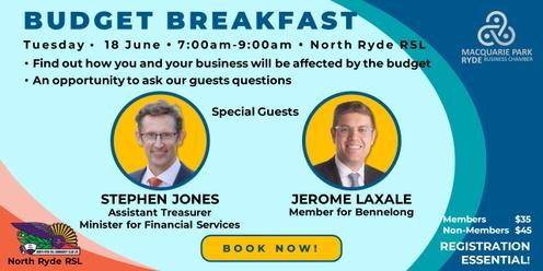 Budget Breakfast 2024 - North Ryde RSL - Tuesday, 18 June 2024