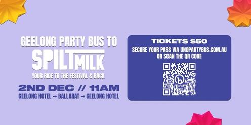 Spilt Milk Party Bus — Geelong → Ballarat → Geelong Hotel