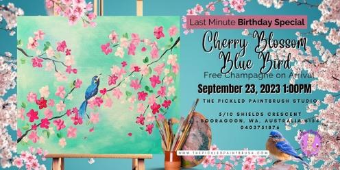 Paint & Sip Party - Cherry Blossom Blue Bird - September 23, 2023