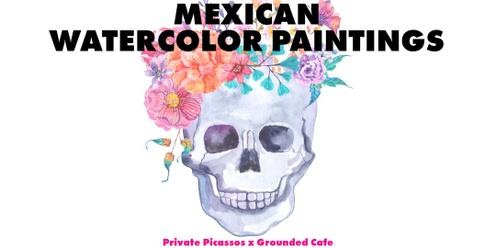 Mexican Floral Beginner Watercolor Paintings @ Grounded Cafe