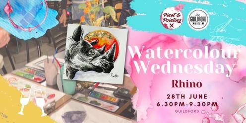 Rhino - Watercolour Wednesday @ The Guildford Hotel